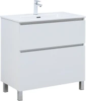 Тумба с раковиной Aquanet Вега 80 345382 цвет Белый глянец