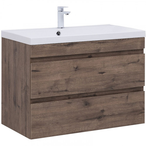 Тумба под раковину Aquanet Нота New 90 334193 подвесная Дуб веллингтон табак МДФ / ЛДСП