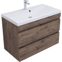 Тумба под раковину Aquanet Нота New 90 334193 подвесная Дуб веллингтон табак МДФ / ЛДСП