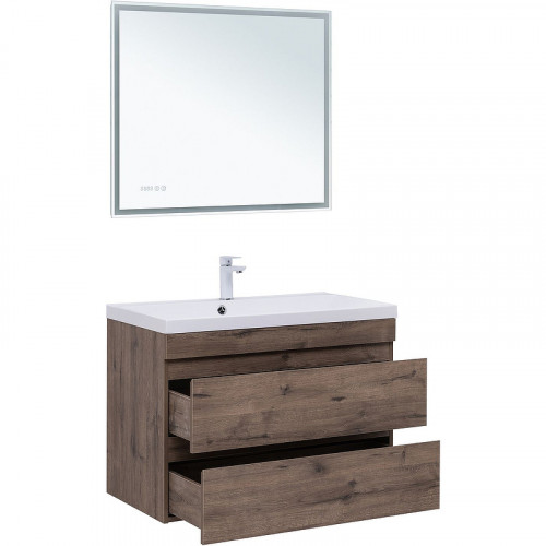 Тумба под раковину Aquanet Нота New 90 334193 подвесная Дуб веллингтон табак МДФ / ЛДСП