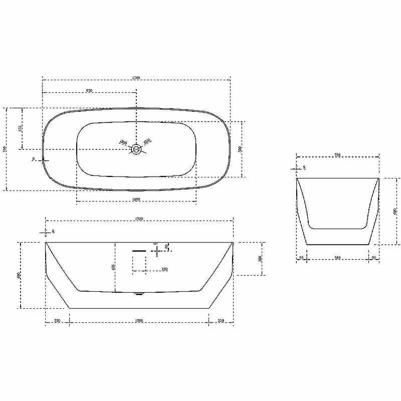 Акриловая ванна Vincea 170x75 VBT-630 без гидромассажа
