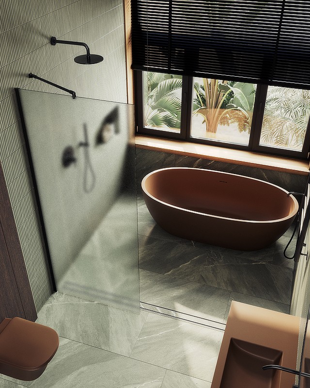 Душевая перегородка Maybah Glass MGD-680-6ш 1090x1950 в широком профиле Черный стекло сатиновое