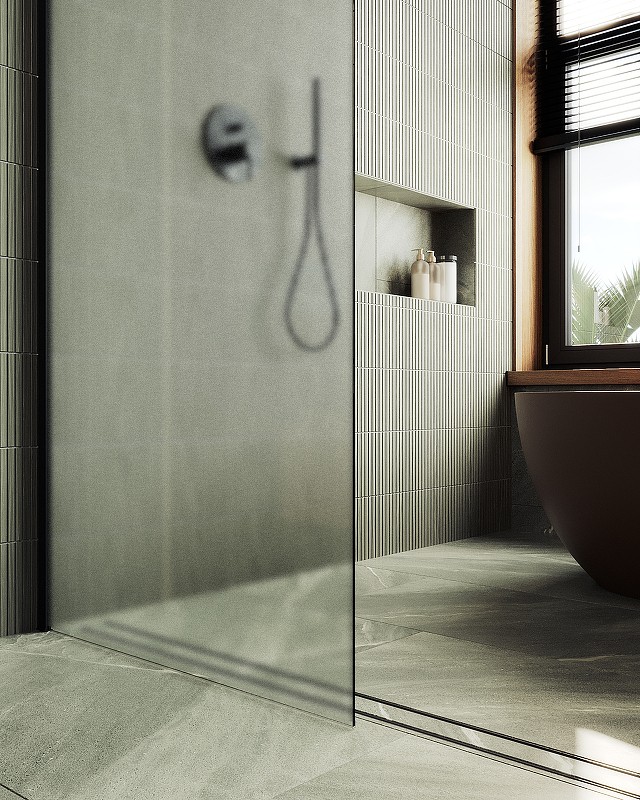 Душевая перегородка Maybah Glass MGD-680-6ш 1090x1950 в широком профиле Черный стекло сатиновое