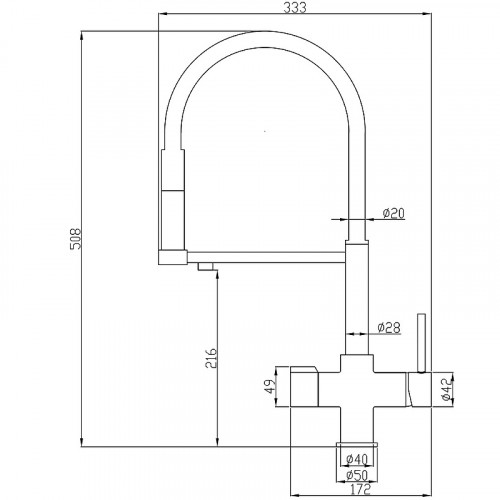 Смеситель для кухни ZorG Steel Hammer SH 2002 CR Хром латунь на столешницу