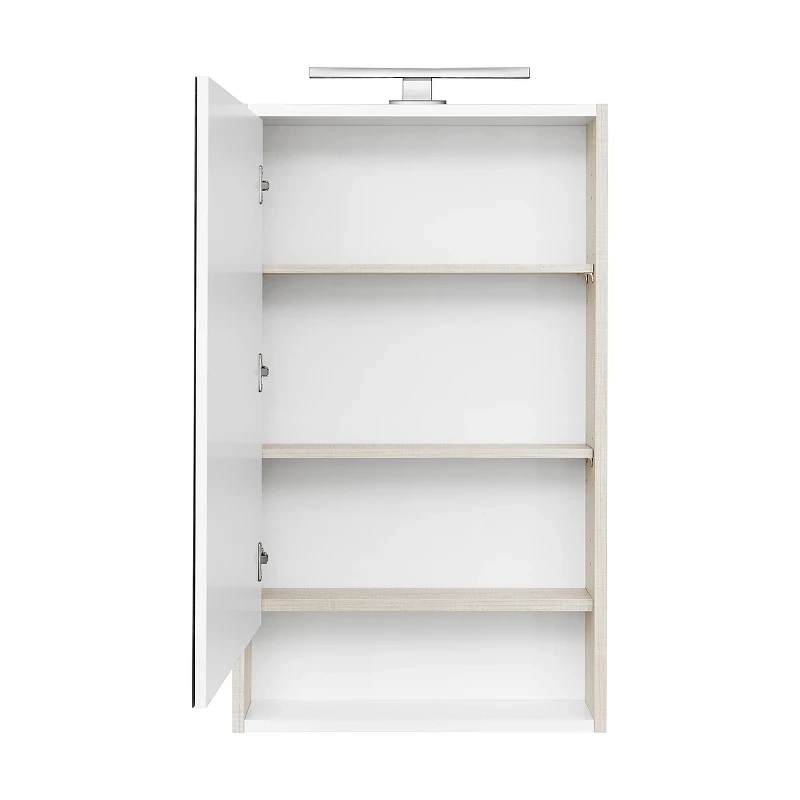 Зеркальный шкаф Aquaton Рико 50 1A212302RIB90 Белый Ясень фабрик МДФ / ЛДСП, стекло