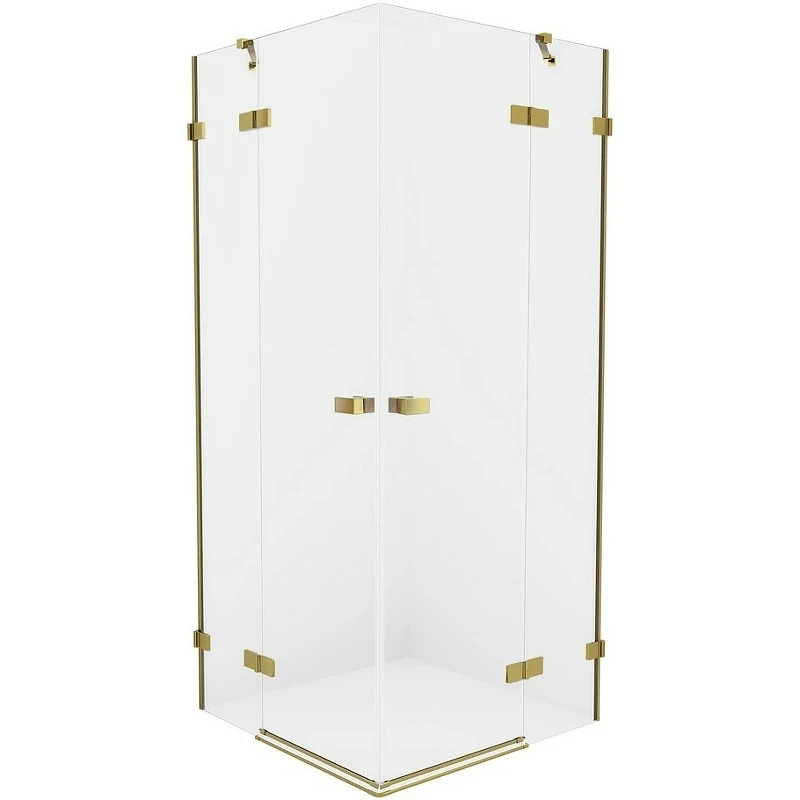 Душевой уголок New Trendy Avexa Gold 90х80 EXK-1780 профиль Брашированное золото стекло прозрачное