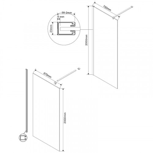 Душевая перегородка Vincea Walk-In 70 VSW-1H700CLG профиль Золото матовое стекло прозрачное