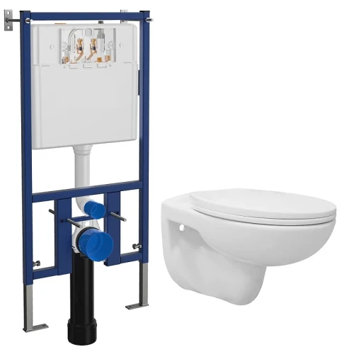 Унитаз с инсталляцией Loranto Fredo 4501+CS-WH8005 цвет Белый с сиденьем Микролифт