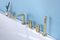 Смеситель на борт ванны Abber Emotion AF8813G Золото матовое латунь