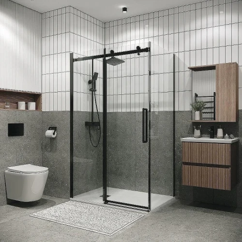 Душевой уголок Grossman Classic 120х70 120.K33.04.1270.21.00 профиль Черный матовый стекло прозрачное