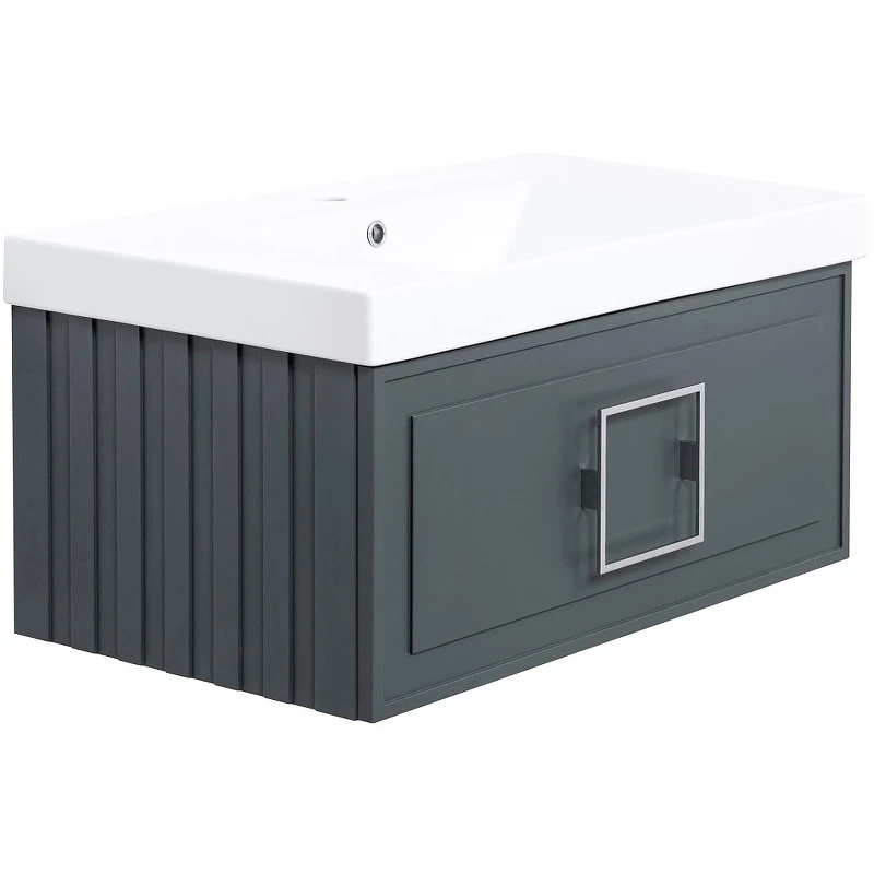 Тумба под раковину La Fenice Cubo 80 FNC-01-CUB-G-80 подвесная Серая матовая МДФ / ЛДСП