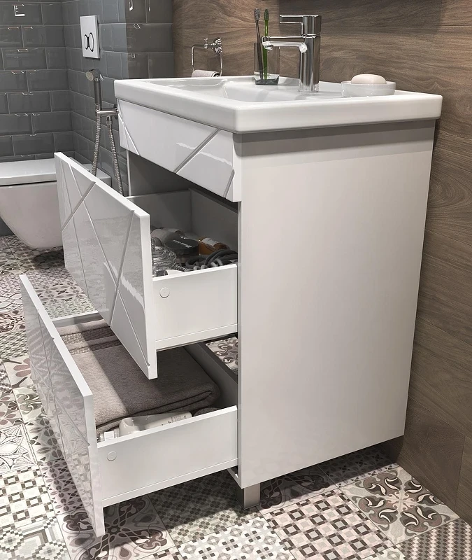 Тумба с раковиной Vigo Geometry 70 tn.GEO.FOS.70.2Y-com цвет Белый