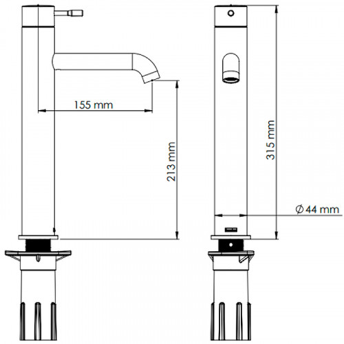Смеситель для раковины Teska Atlas Leo L E5724 Черный матовый латунь