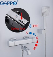 Смеситель для ванны Gappo G3291 с термостатом Хром латунь на стену