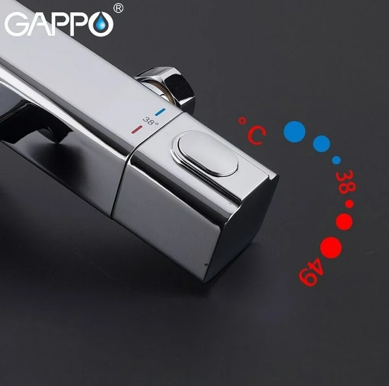 Смеситель для ванны Gappo G3291 с термостатом Хром латунь на стену