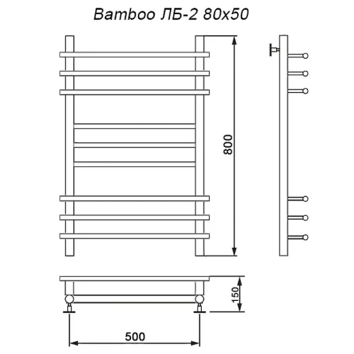 Водяной полотенцесушитель Ника Bamboo ЛБ 2 80/50 Хром нержавеющая сталь