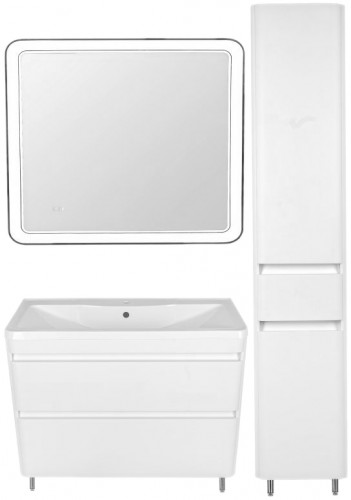 Тумба под раковину Style Line Атлантика Люкс Plus 100 СС-00000692 Белая МДФ / ЛДСП