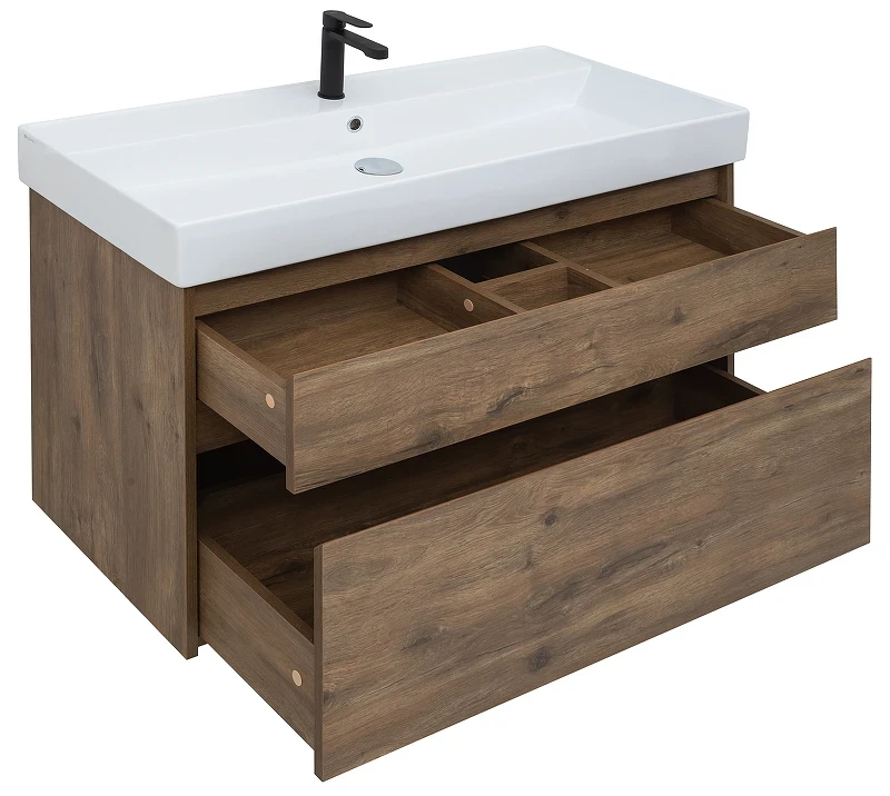 Тумба под раковину Aquanet Nova Lite Slim Synergy 100 249957 подвесная Дуб рустикальный МДФ / ЛДСП