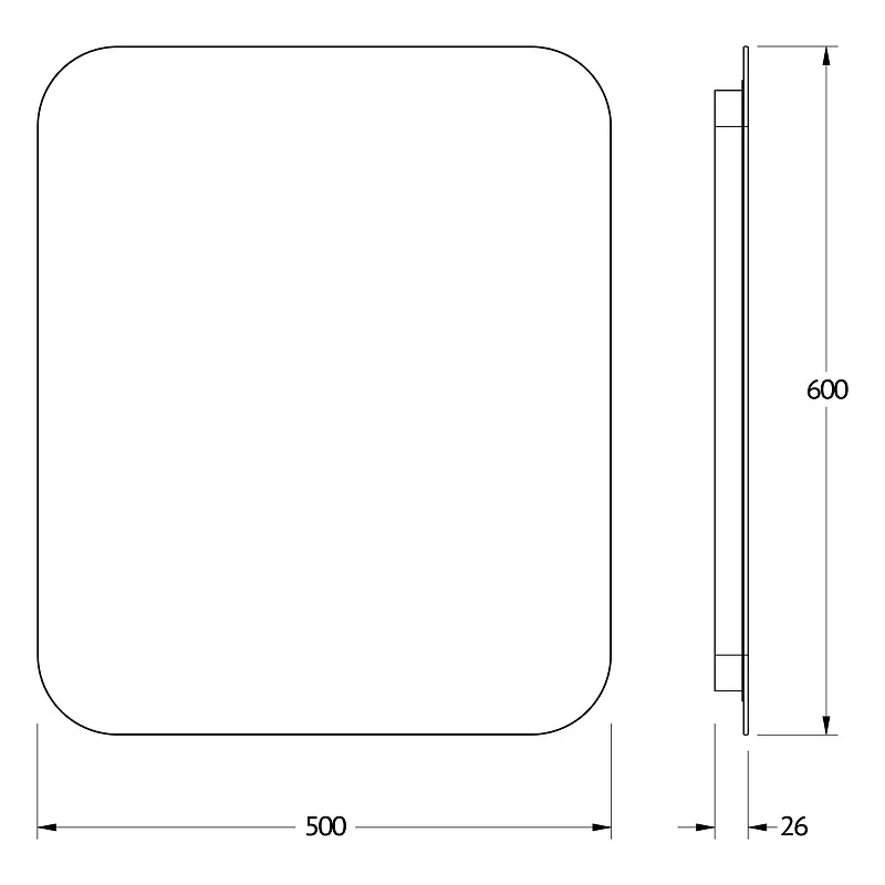 Зеркало Defesto Opti 50x60 DF 2803R с подсветкой 19W-4500К/ИК - выключатель/Нейтральный белый свет