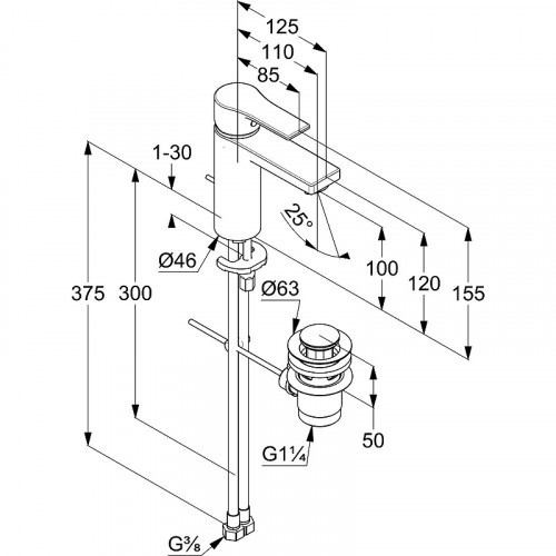 Смеситель для раковины Kludi Zenta SL 482903965 Черный матовый латунь