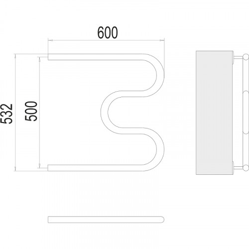 Водяной полотенцесушитель Terminus М-образный (1) 500х600 4620768881169 Хром, боковое подключение, G 1" НР