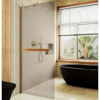 Душевая перегородка Maybah Glass MGD-716-3ш 1190х1950 в широком профиле с полотенцедержателем Золото стекло бронзовое матовое