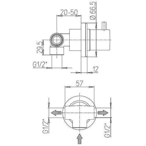 Переключатель потоков Paini Cox 78PJ425 Золото матовое
