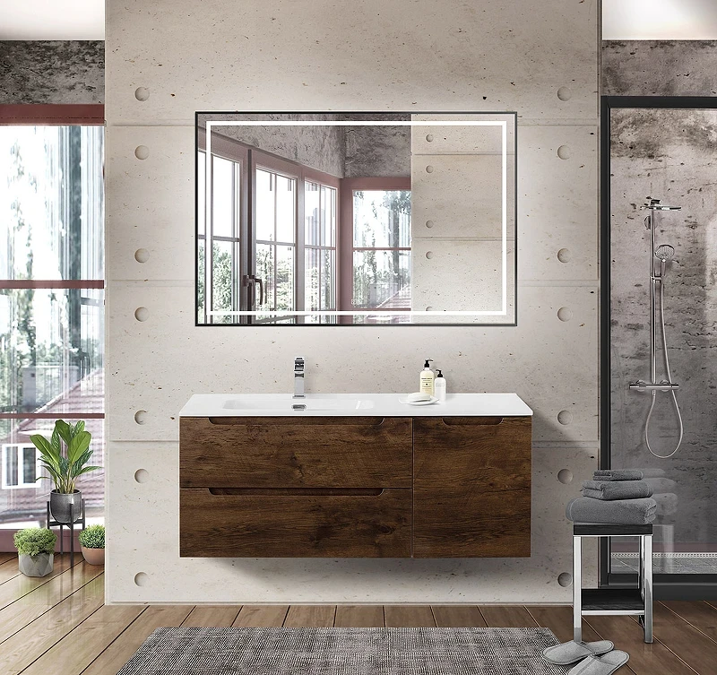 Тумба под раковину BelBagno Etna 120 L ETNA-1200-2C-1A-SO-RW-L подвесная Rovere Moro МДФ / ЛДСП