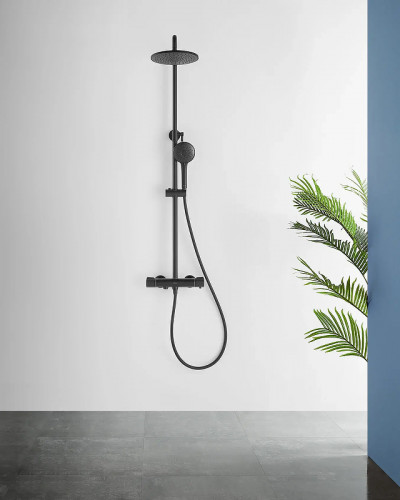Душевая система Arrow AG3318MB с термостатом цвет Черный матовый