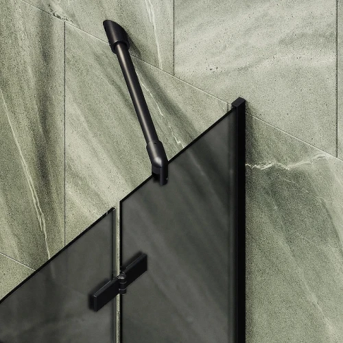 Шторка для ванны Maybah Glass MGV-919-6 990х1400 поворотная с добором Черный стекло графитовое матовое