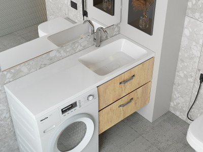 Раковина Madera Kamilla 130 R 4627173210584 с местом под стиральную машину Белая