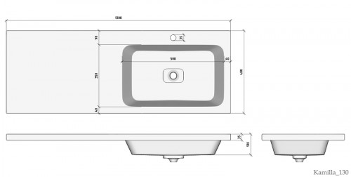 Раковина Madera Kamilla 130 R 4627173210584 с местом под стиральную машину Белая