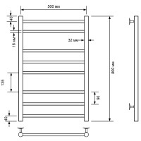 Водяной полотенцесушитель Comfysan Luce W-8 80x50 013486 Хром