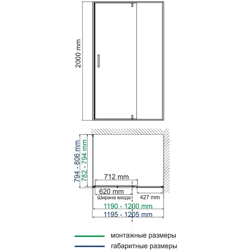 Душевая стенка WasserKRAFT Aisch 80 55P06-RP80 профиль Золото матовое стекло прозрачное