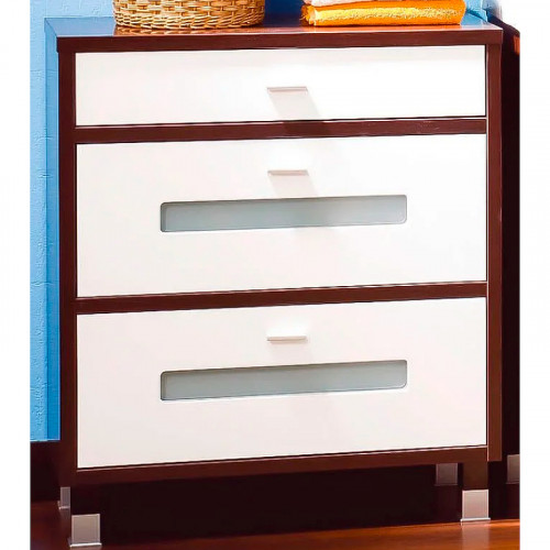 Комод Бриклаер Бали 70 4627125411878 Венге Белый глянцевый МДФ / ЛДСП, стекло