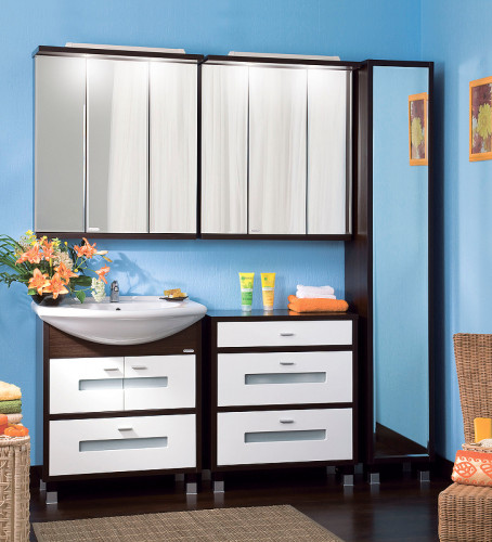 Комод Бриклаер Бали 70 4627125411878 Венге Белый глянцевый МДФ / ЛДСП, стекло