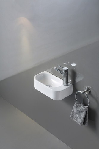 Раковина CeramaLux 40 78204L Белая фаянс подвесная, накладная