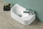 Раковина CeramaLux 40 78204L Белая фаянс подвесная, накладная