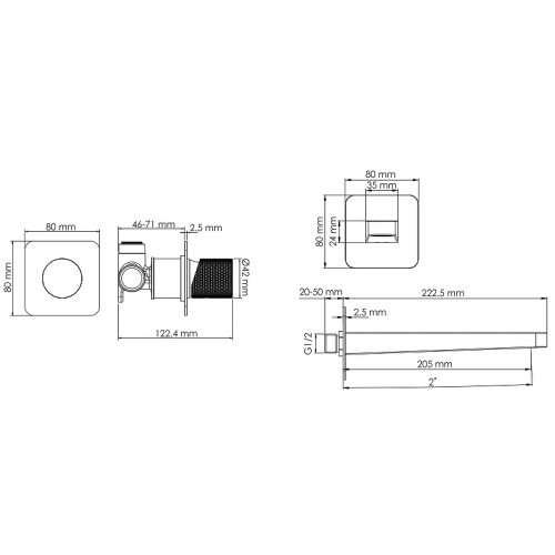 Смеситель для раковины WasserKRAFT Naab A8651.314 Хром латунь встраиваемый