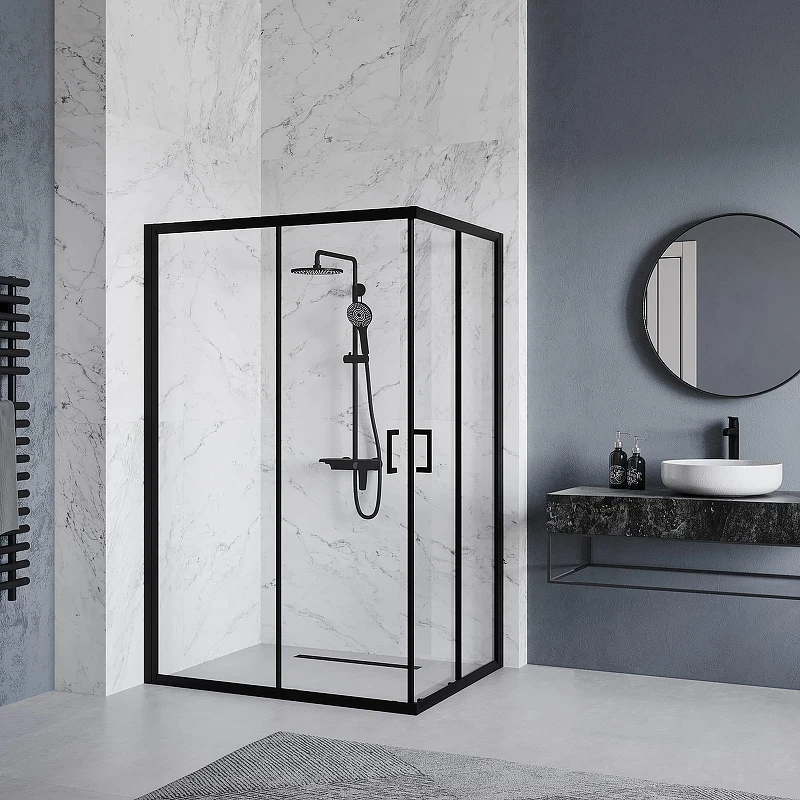 Душевой уголок RGW Passage PA-246B 100x80 030824680-14 профиль Черный стекло прозрачное