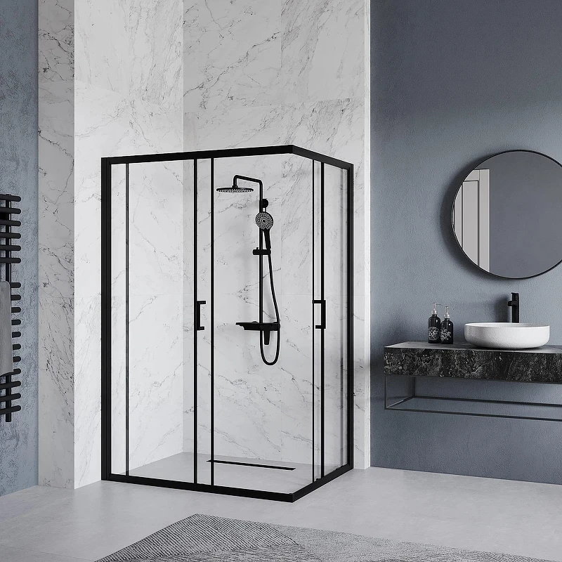 Душевой уголок RGW Passage PA-246B 100x80 030824680-14 профиль Черный стекло прозрачное