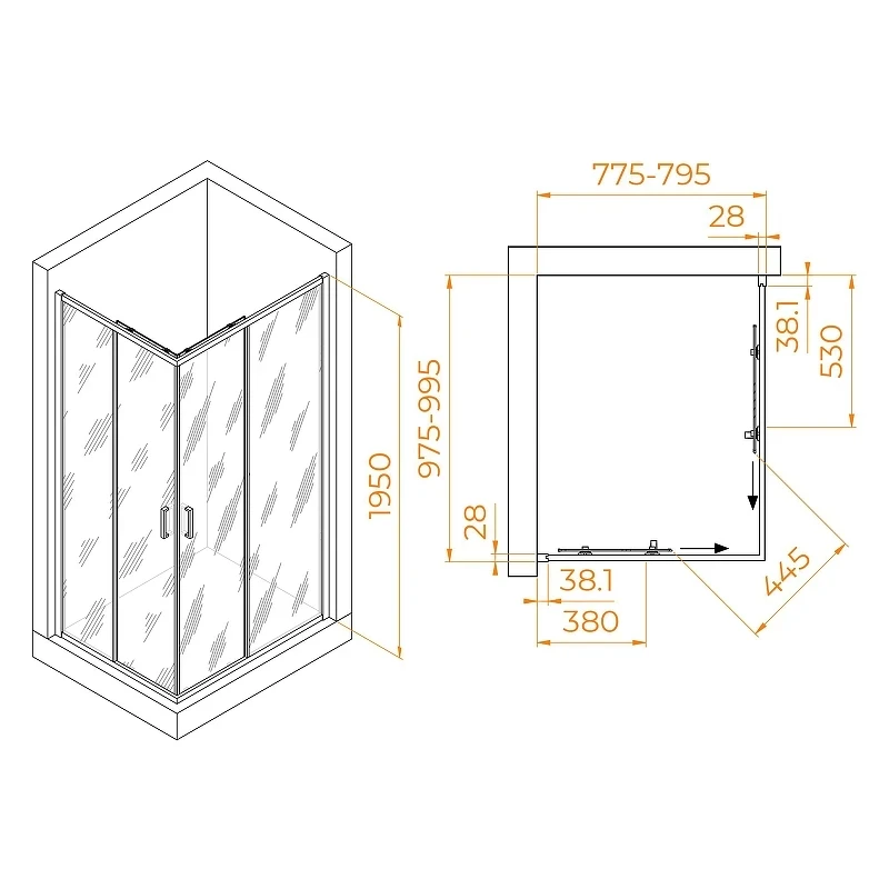 Душевой уголок RGW Passage PA-246B 100x80 030824680-14 профиль Черный стекло прозрачное