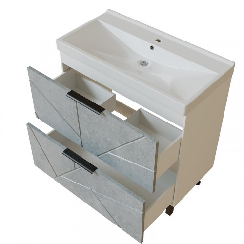 Тумба под раковину Mixline Гранд 80 553029 цвет Белый Бетон