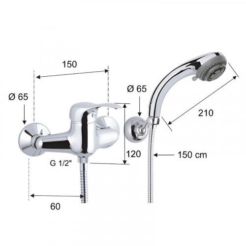 Смеситель для душа Remer Musa M39 Хром латунь на стену