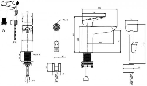 Смеситель для раковины Aquatek Вега AQ1012BGM с гигиеническим душем цвет Оружейная сталь