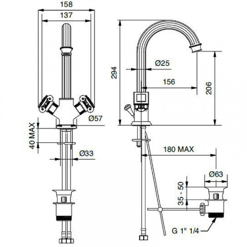 Смеситель для раковины Cezares Olimp OLIMP-LS2-03/24-Sw Золото 24 карат латунь