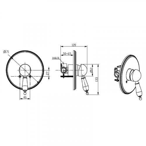 Смеситель для душа Boheme Tradizionale Nero 255 Золото латунь встраиваемый