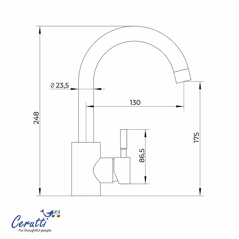 Смеситель для раковины Ceruttispa Сельсо (Celso) GR CT12097 12097 цвет Серый матовый