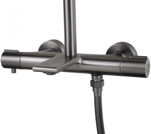 Душевая система Kaiser Serio 05382-15 с термостатом Вороненая сталь латунь на стену