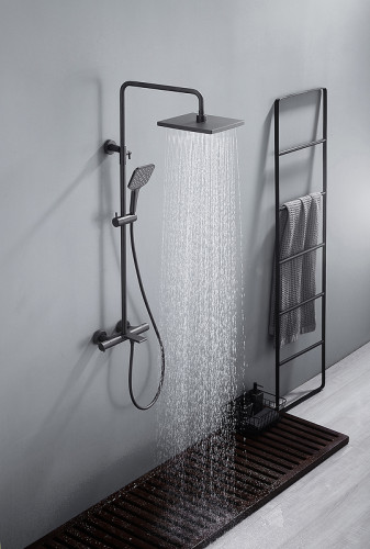 Душевая система Kaiser Serio 05382-15 с термостатом Вороненая сталь латунь на стену